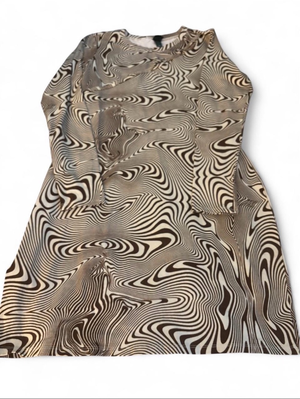 wild fable Long Sleeve Swirl Print Dress in Brown and Cream